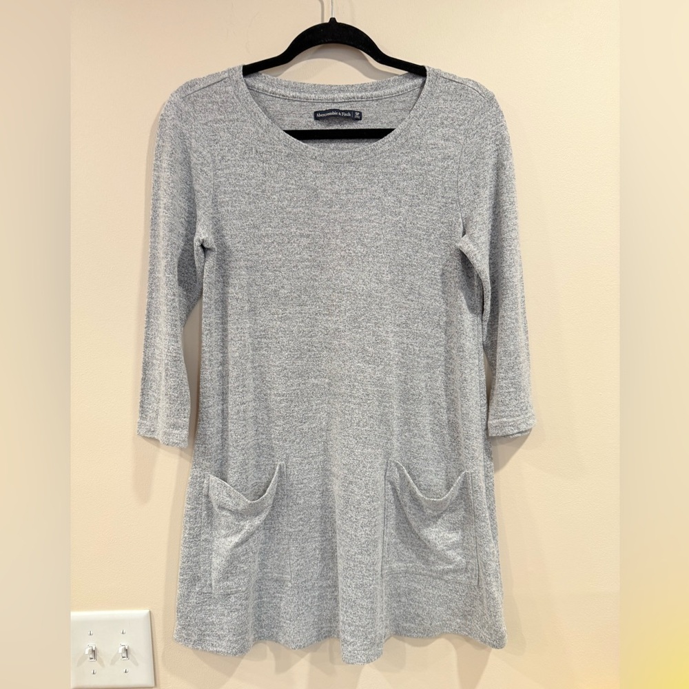 🔥Abercrombie & Fitch Gray Long Sleeve Tunic with Pockets Women’s Sz S EUC🔥